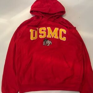 United Stats Marine Corps Graphic Sweatshirt, Red Yellow White, Sized Large